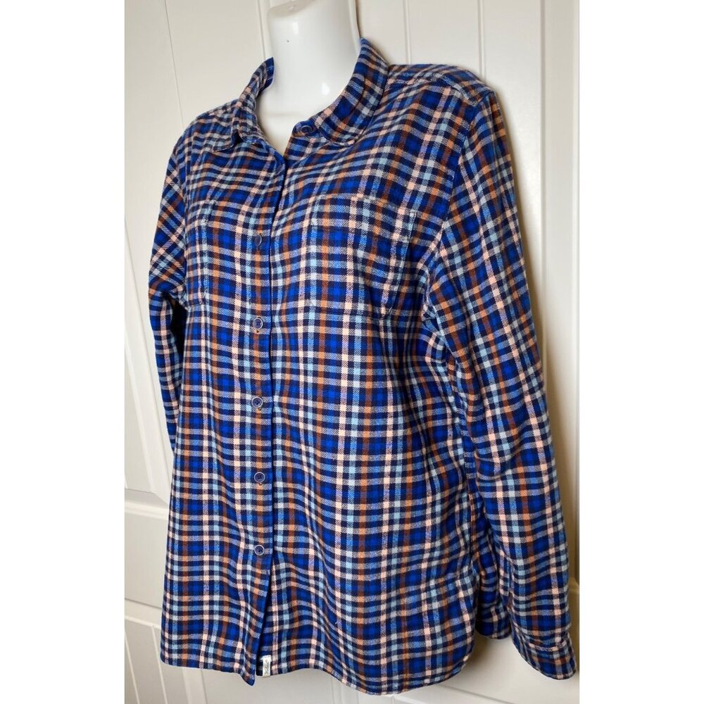 Woolrich Pemberton Plaid Flannel Shirt L/S Blue Orange Size L - Picture 3 of 9